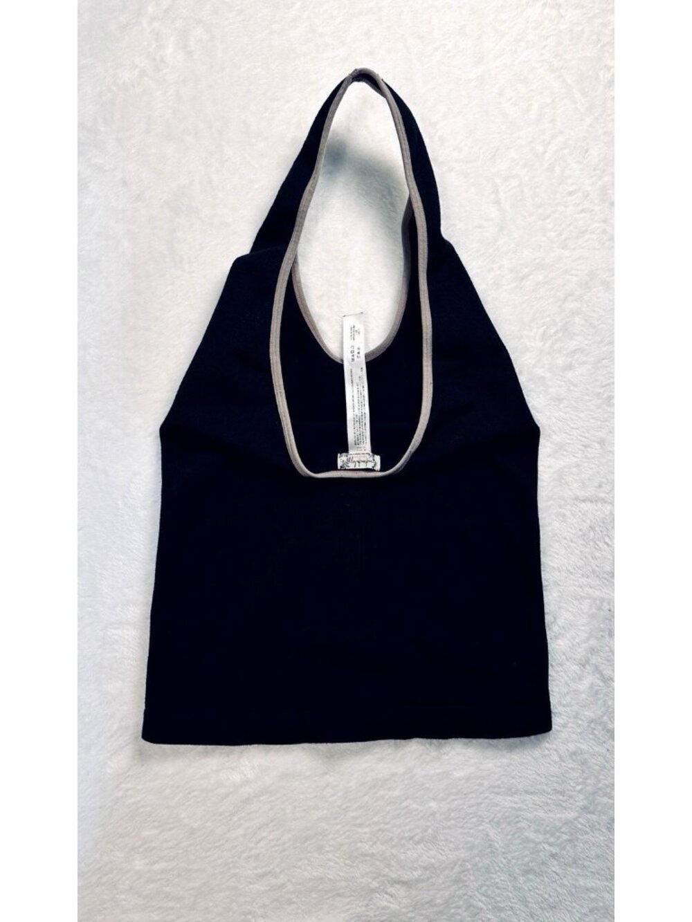 Free People Intimately Black Ribbed Halter Tank Top Fitted Stretch SP Minimalist - Picture 10 of 13